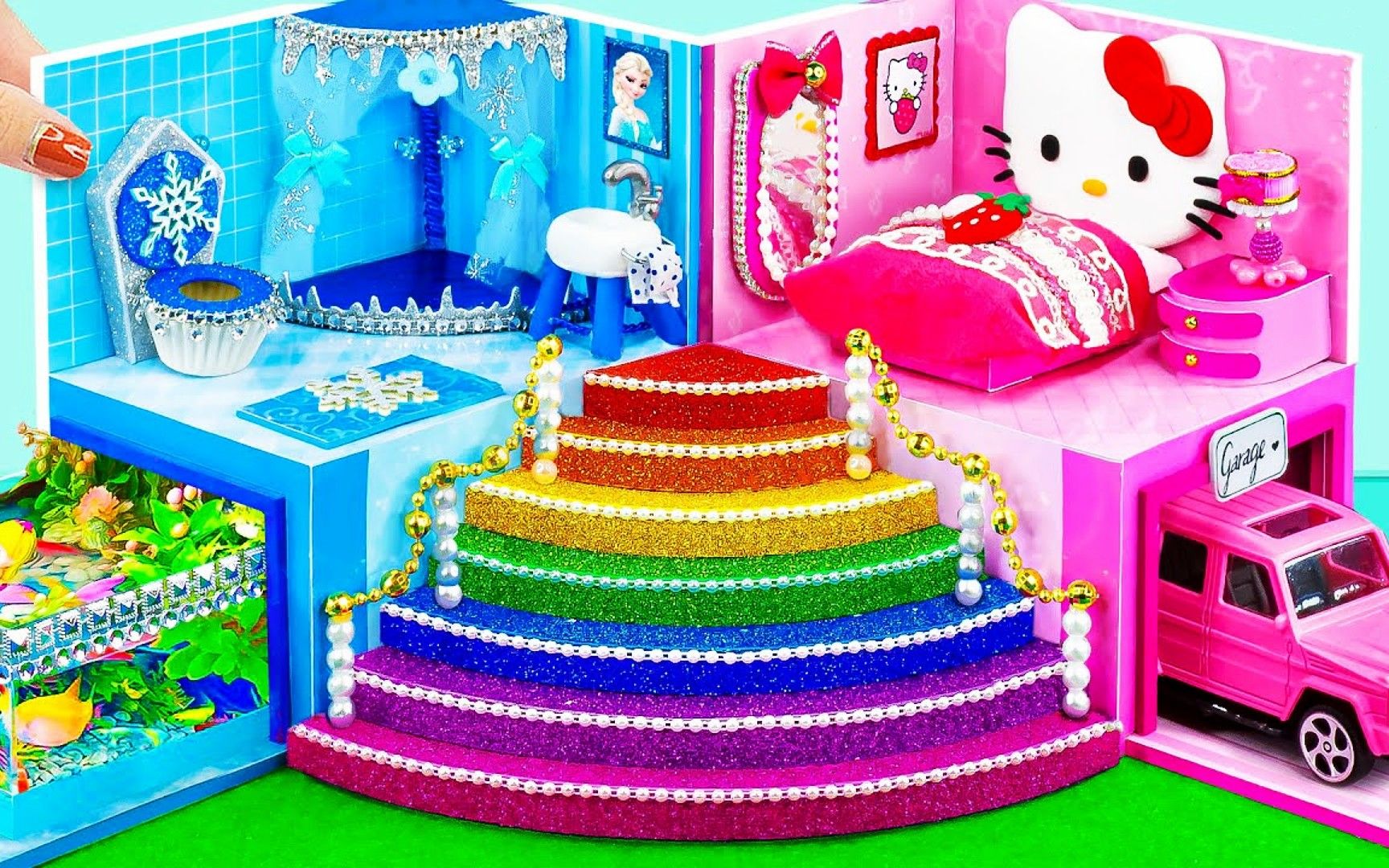 DIY迷你小屋：蓝色VS粉色 两种风格卧室，你更喜欢哪个？