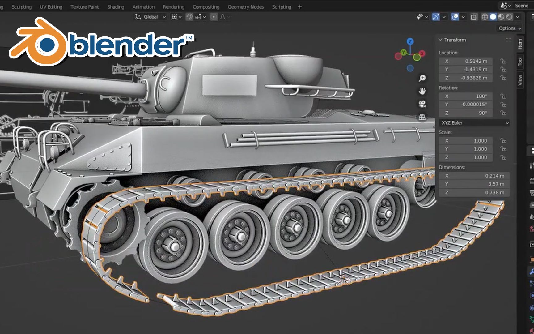 【Blender】只需10分钟！在Blender内制作一台专属于自己的酷炫坦克！