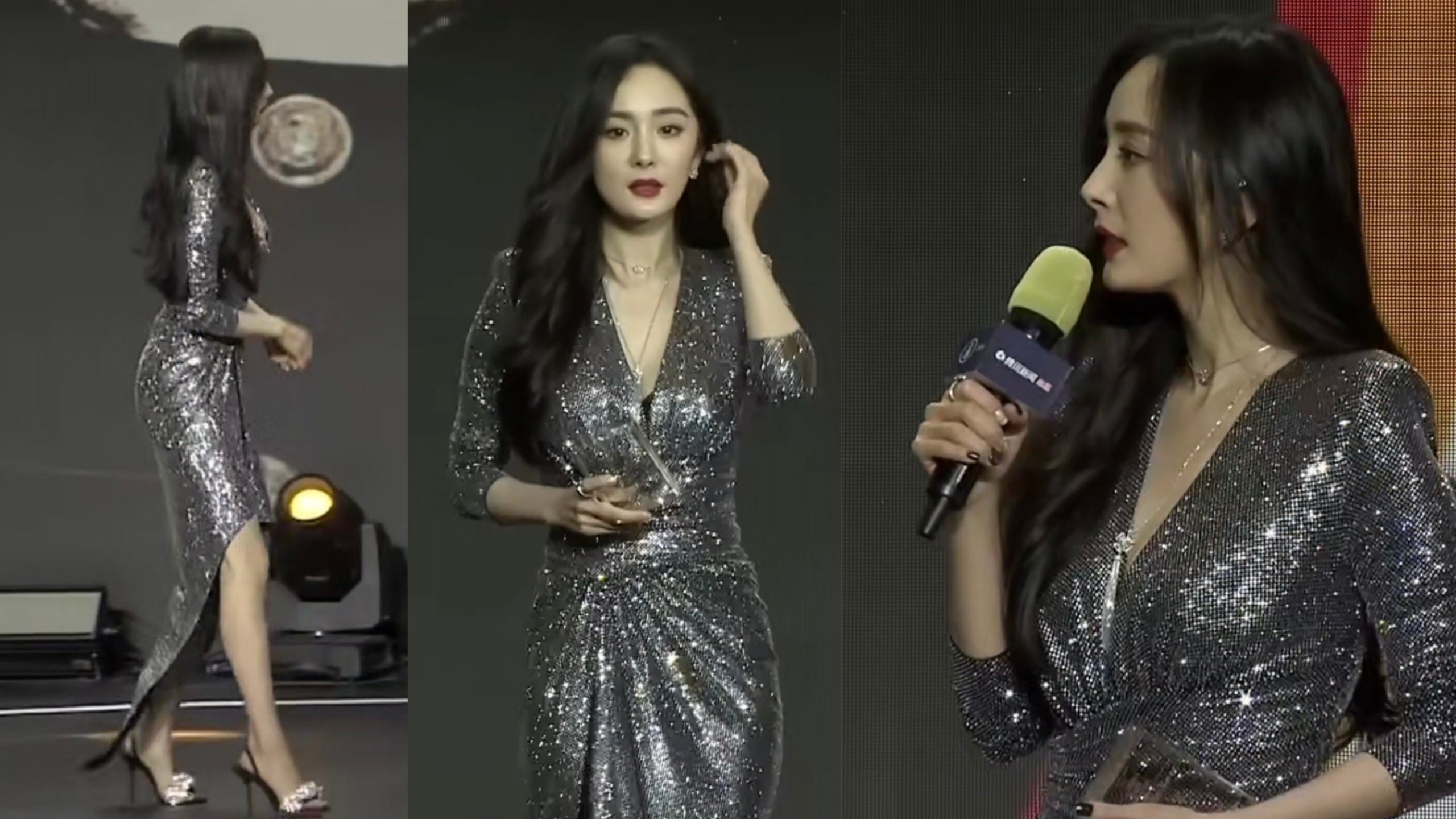 杨幂最受不了的一身 紧身开叉长裙 S身材 超性感