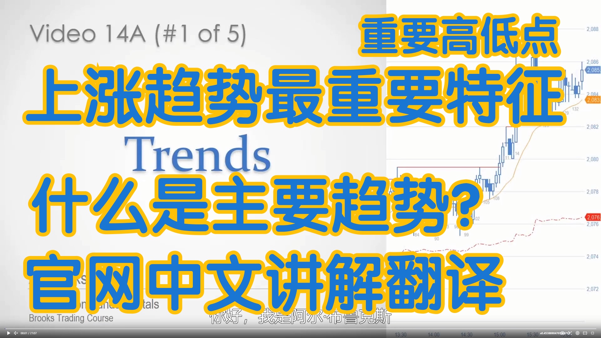 价格行为 - 14A趋势Trends 上涨趋势 下跌趋势 最重要的特征 - 官方中文配音 AL Brooks Price Action阿尔布鲁克斯 学委 方方土