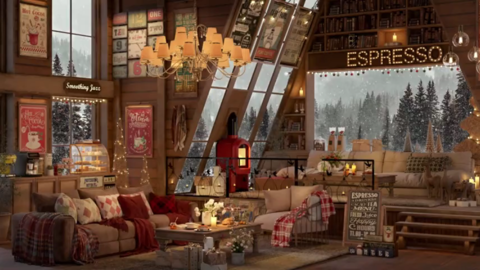冬日舒适的咖啡馆❄️ 放松，学习和工作爵士钢琴音乐氛围