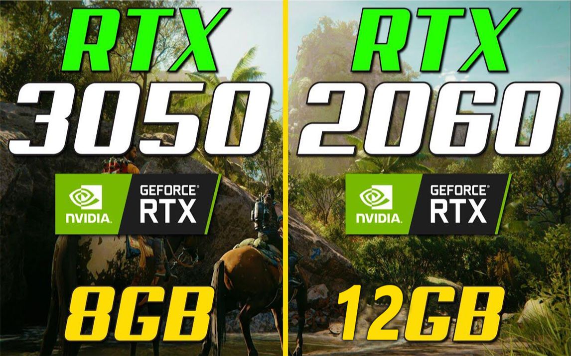 RTX 2060 12G vs RTX 3050 8G  显卡对比（1080P、1440P分辨率测试，CPU为R9 5900X） 4K视频