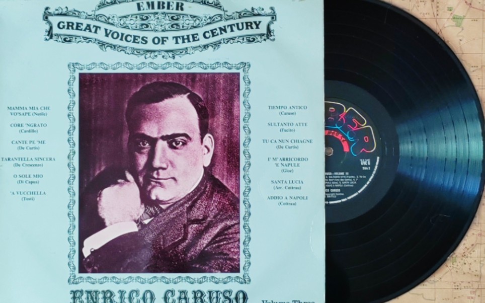 一代歌王卡鲁索Enrico Caruso演唱《托斯卡》《游吟诗人》（柴堆火焰…）《阿依达》《乡村骑士》“我的太阳”“负心人”“桑塔露琪亚”等歌剧选曲及意大利民谣