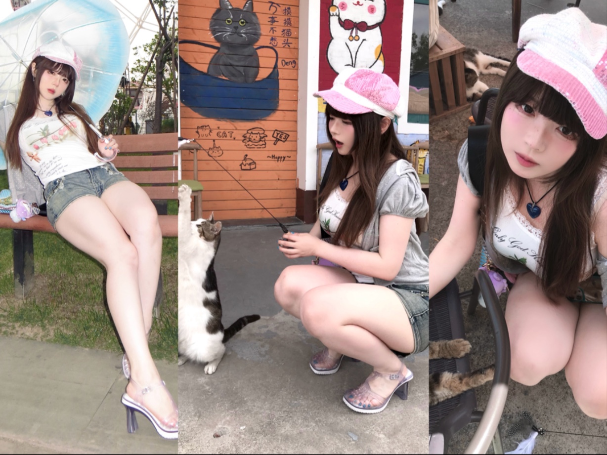 VLOG｜Meat girl's day surrounded by cute cats～☆Microfat Outfit｜Shanghai Play