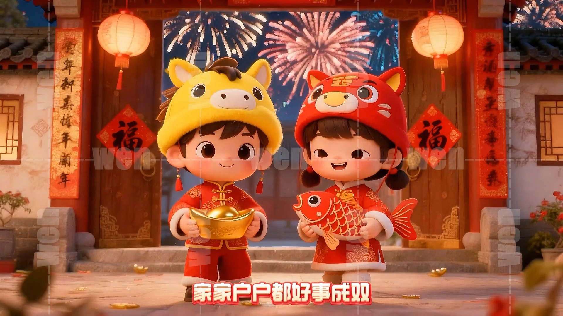 《福气要来到》高清背景视频 马年素材 春节舞台背景