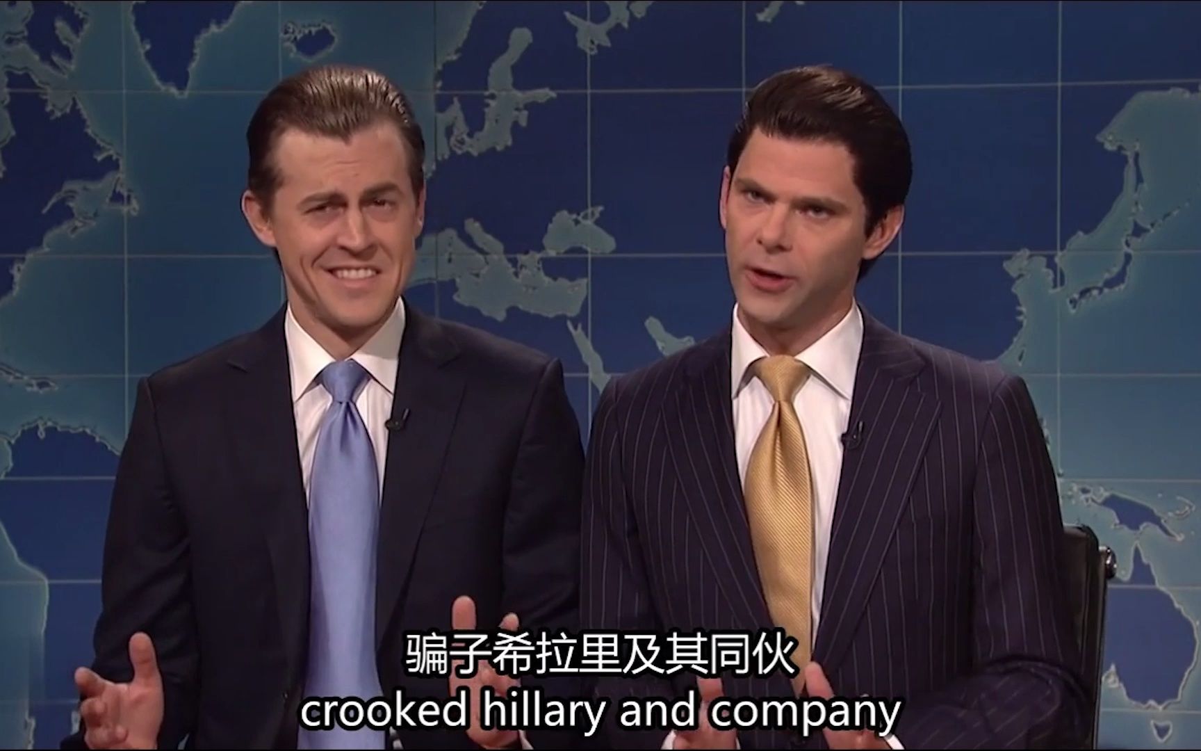 [snl43]懂王的傻儿子来了，他们说的什么我不知道，糖比棍子好吃