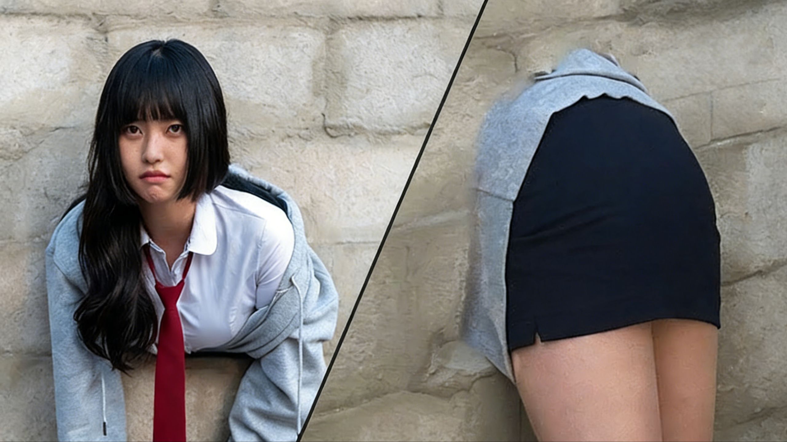 被卡在墙里的高末淑！