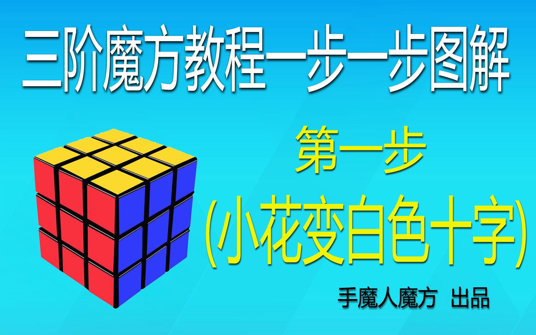 三阶魔方教程一步一步图解第一步黄白小花变白色十字