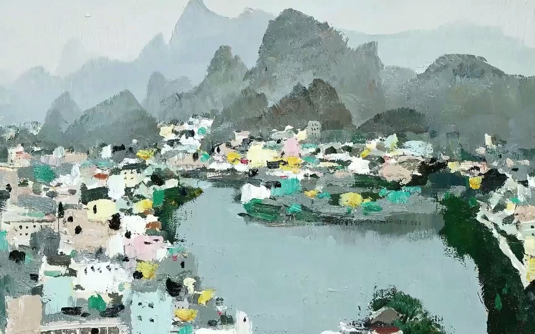 吴冠中油画 桂林山水 名画欣赏