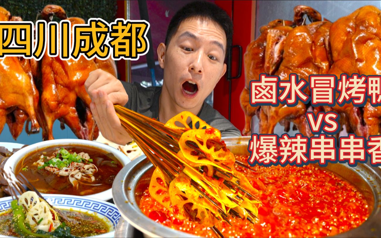 四川成都28元冒烤鴨vs 5毛爆辣串串香，你想吃哪個？