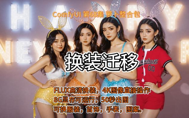 ComfyUI 第68集 换装迁移，换发型，换装，换首饰，产品，物体，迁移，