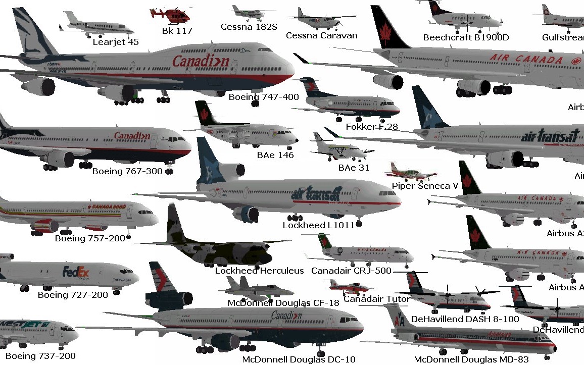 世界各大飞机尺寸比较
