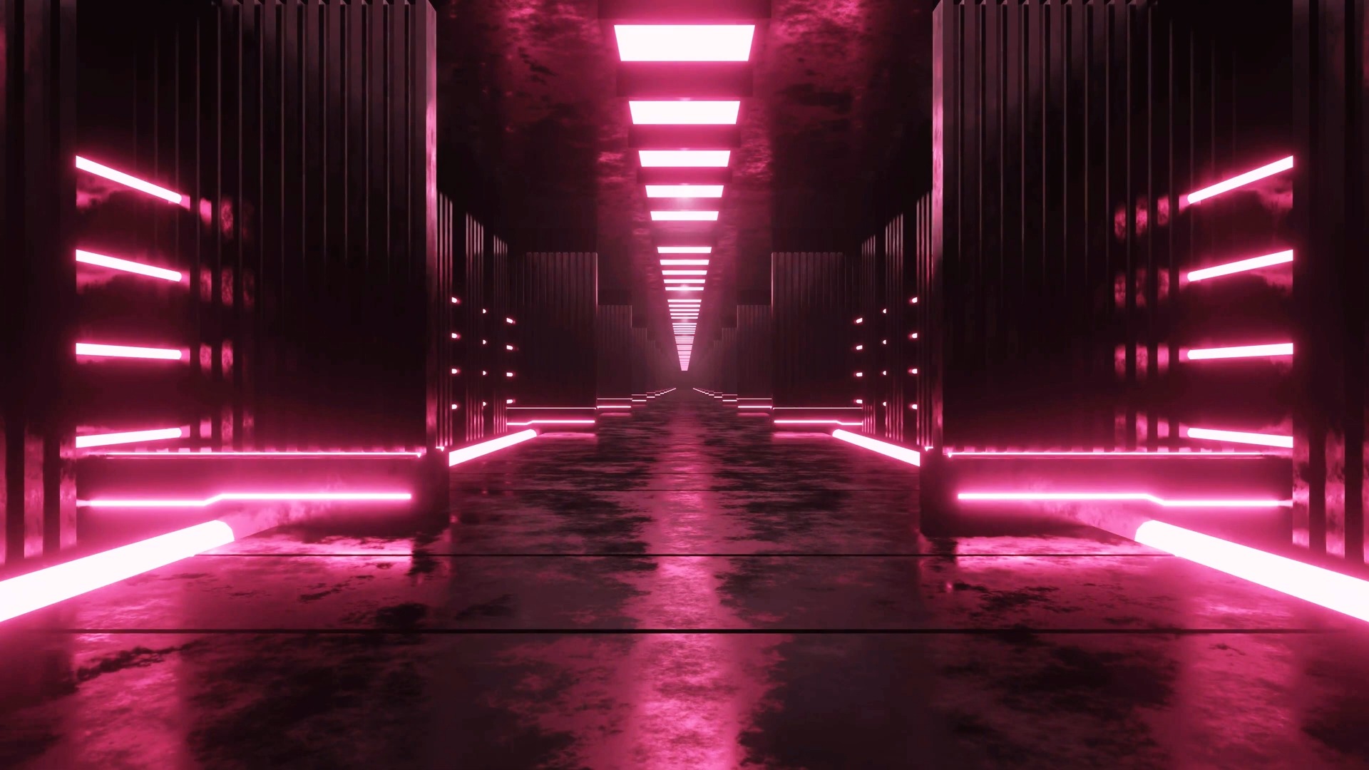 【舞台背景】46- 粉色玫红色霓虹灯工厂室内隧道动态循环视频背景❤️ 浪漫梦幻舞蹈晚会年会循环动画