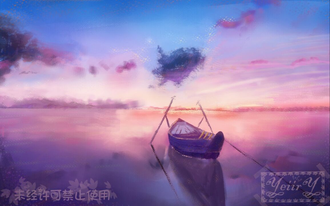 天景 舟 {绘画过程}哔哩哔哩bilibili