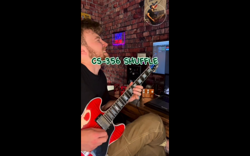 gibson CS-356上的shuffle时间,这种shuffle的权利只是一个扭曲的princeton reverb而已！你能相信这种tone吗