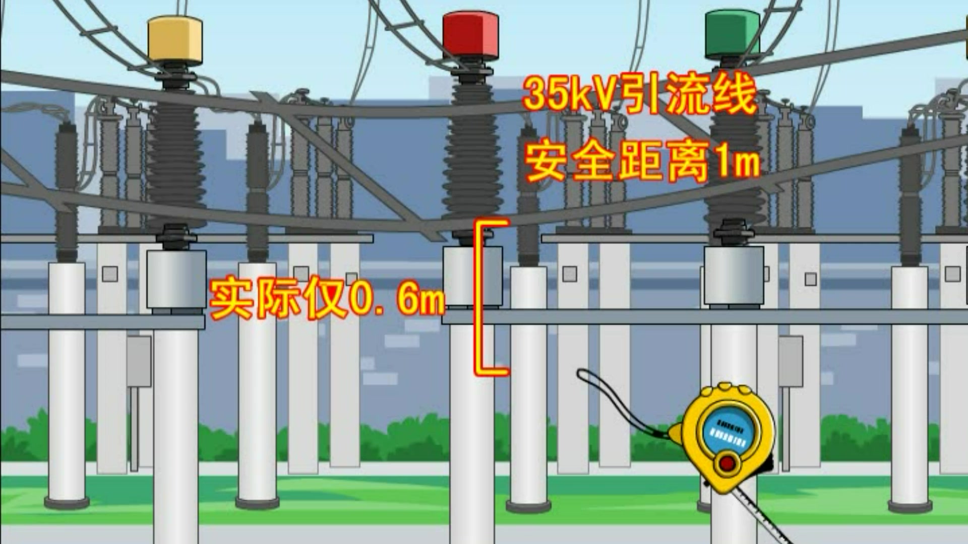 10、电力工程事故事件-（违章警示10：带电设备周围使用钢圈尺柔性测量工具导致作业人员触电死亡事故）