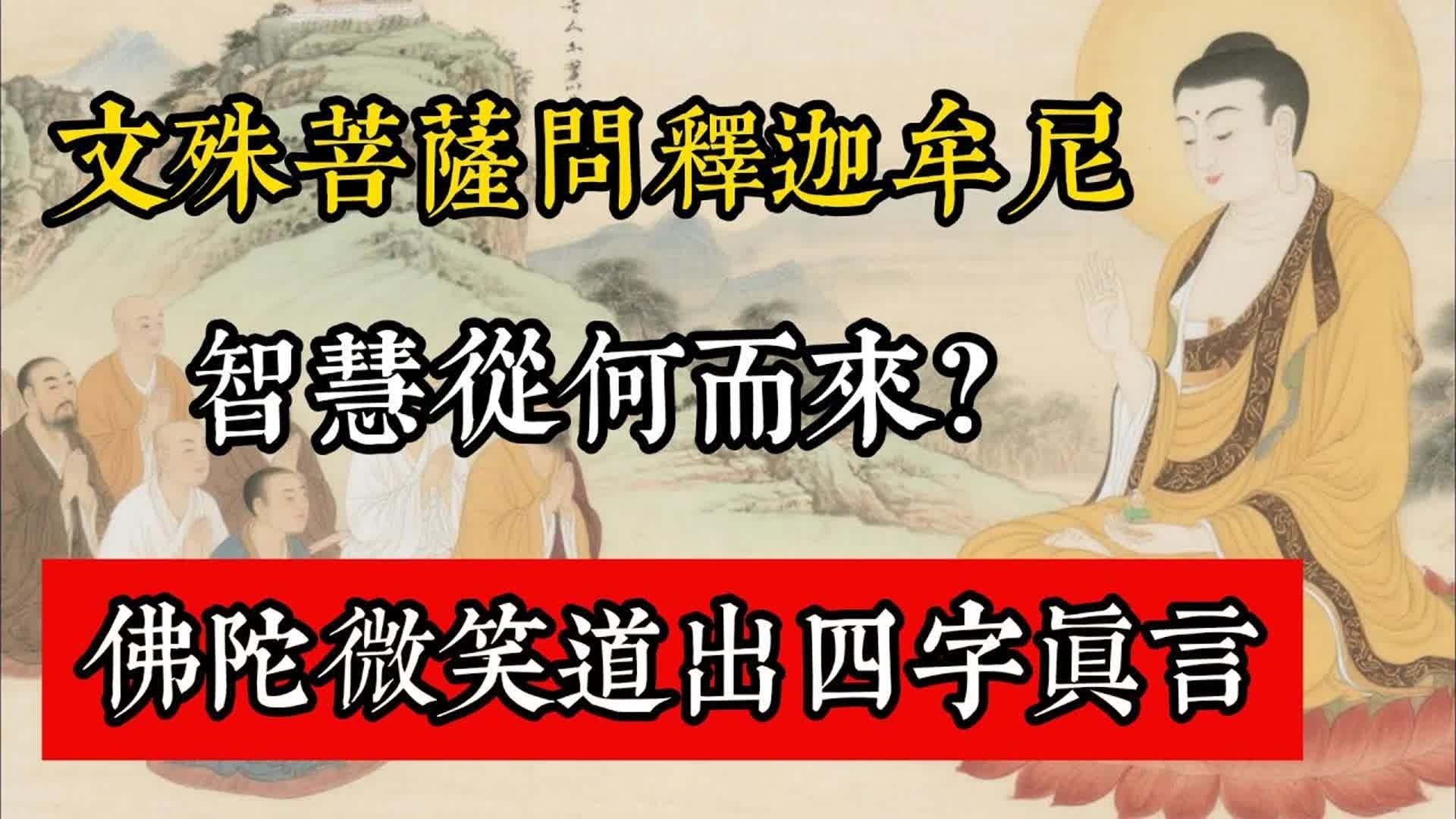 文殊菩薩問釋迦牟尼：智慧從何而來？佛陀微笑道出四字真言！#佛教 #佛家 #佛法 #佛學知識 #佛學智慧 #修心修行 #佛教文化 #禪悟人生 #傳統文化