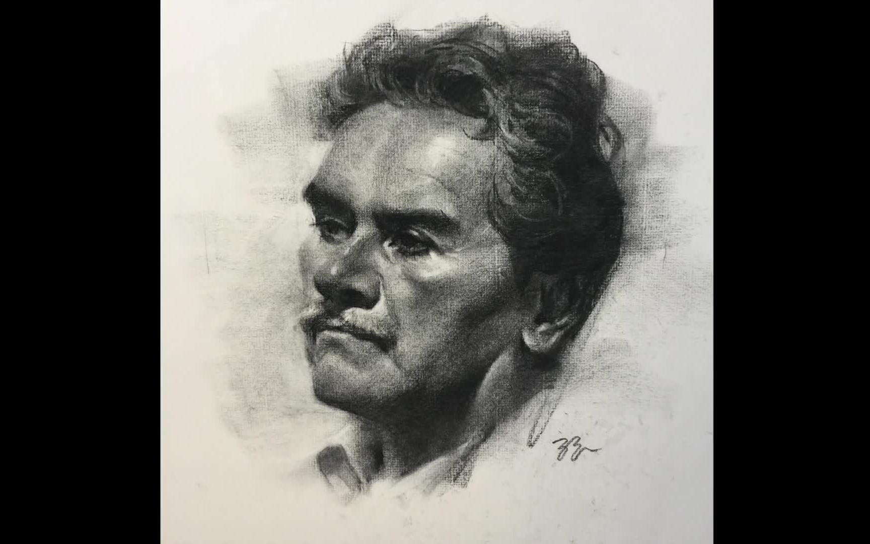 【素描】Mr.Carmona, Charcoal and charcoal pencil portrait drawing on paper 绘画过程哔哩哔哩bilibili