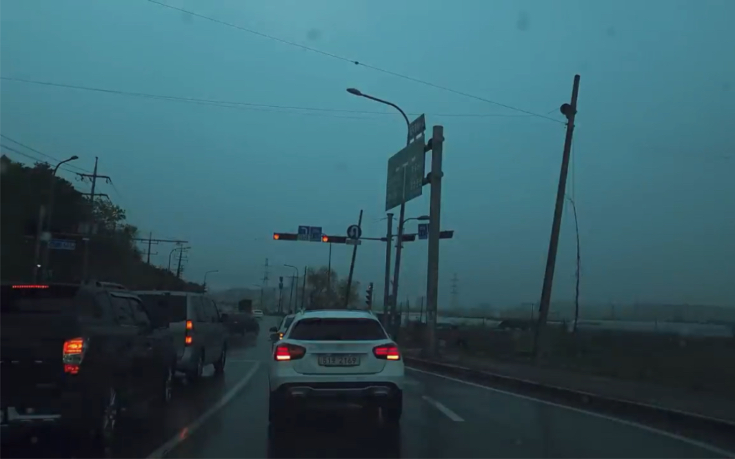 聽兩聲放鬆的汽車之旅，在雨中开车 ，京畿道巴州市