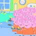 小猪儿童动画：乔治按下铃铛按钮，无数个猪妈妈摊饼丢乔治身上
