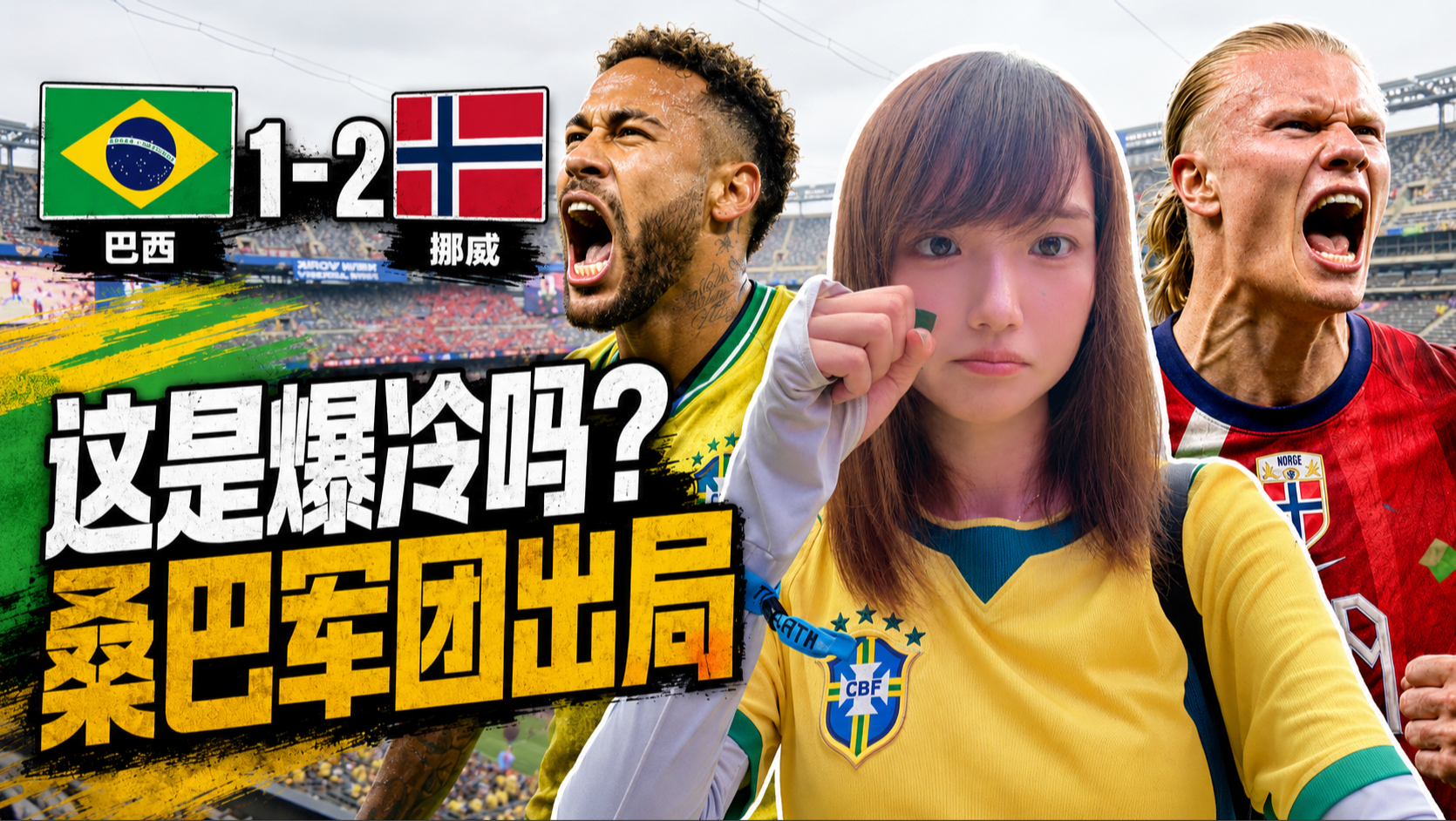 【B站独家】哈兰德天神下凡挪威2:1淘汰巴西！内马尔宣布退出国家队