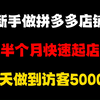 新手做拼多多店铺，半个月快速起店，七天做到访客5000+，月入5w+,拼多多运营，拼多多运营实操教程，拼多多开店教程，拼多多快速起店，拼多多起店流程，拼多多开店