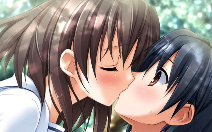 Anime girl kissing girl