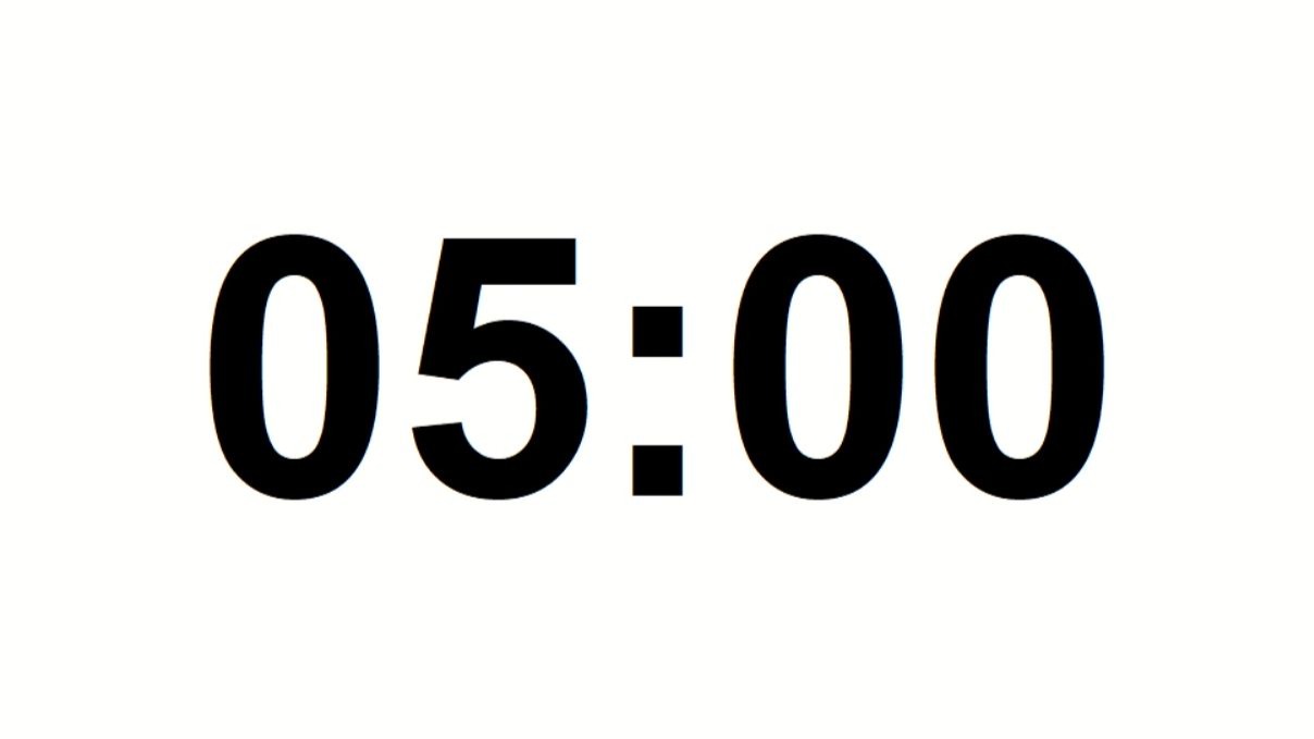 5min倒计时视频素材|白底黑字倒计时插件|高清无水印倒计时视频|5分钟倒计时视频