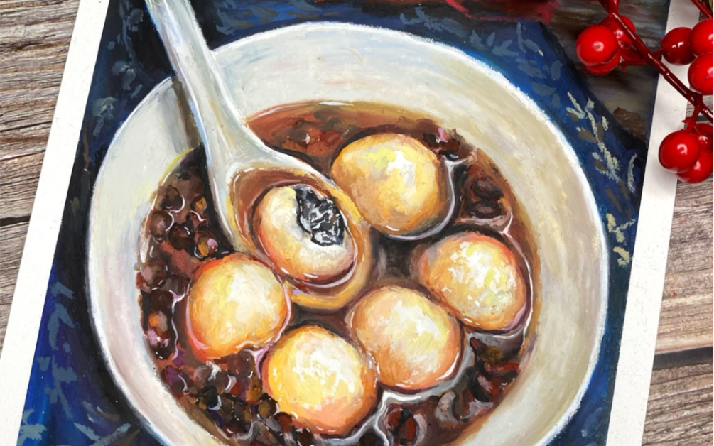 油画棒｜元宵节汤圆教程