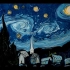【水拓画】梵高的星月夜及自画像 || garip ay【斑豆搬运】