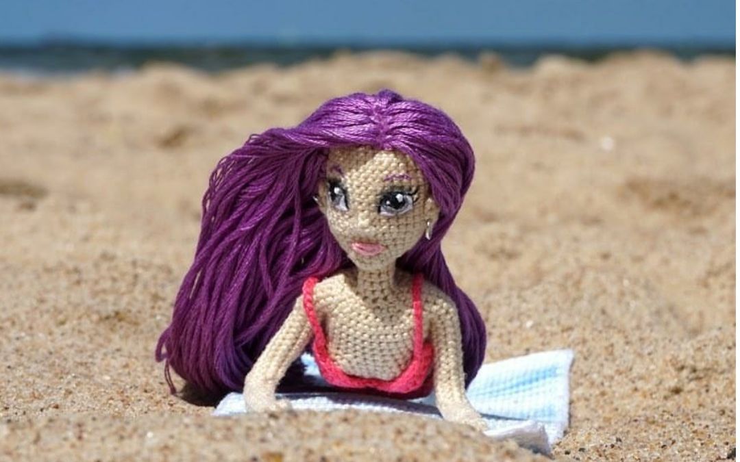 【手工编织教程】微钩泳装素体女偶 钩针教程 ⑤