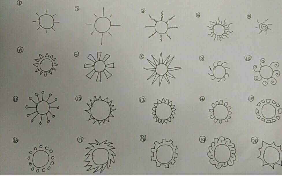 太阳画法 十种太阳画法_儿童太阳图画大全