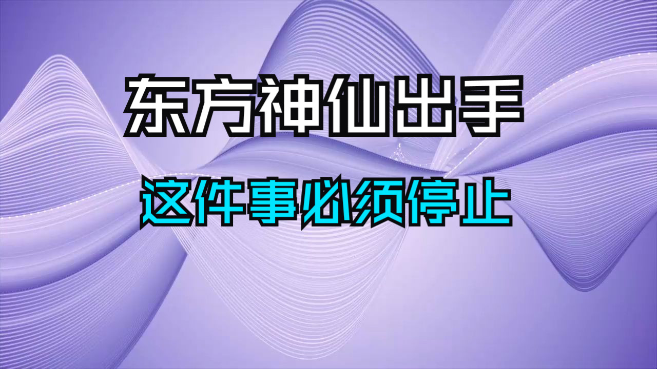 你背后的东方神仙出手阻止！这件事，你必须立刻停止！