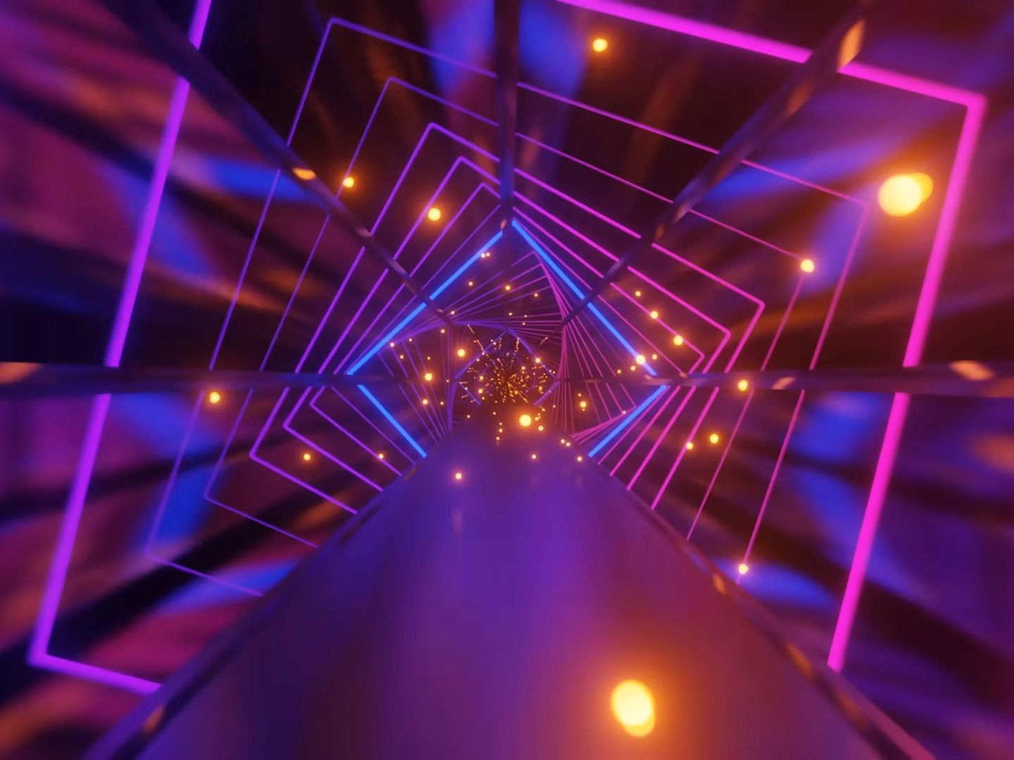 【舞台背景】 3 小时的方形蓝紫色 VJ 💗 无缝循环隧道动画背景视频- 年会舞台背景