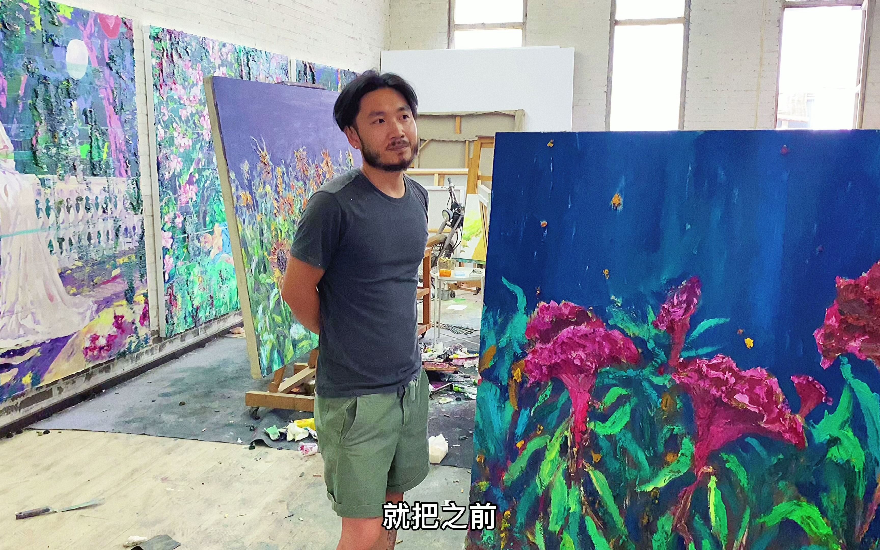 几乎每天熬到深夜，半年画了一屋子画，北京少见的勤奋画家