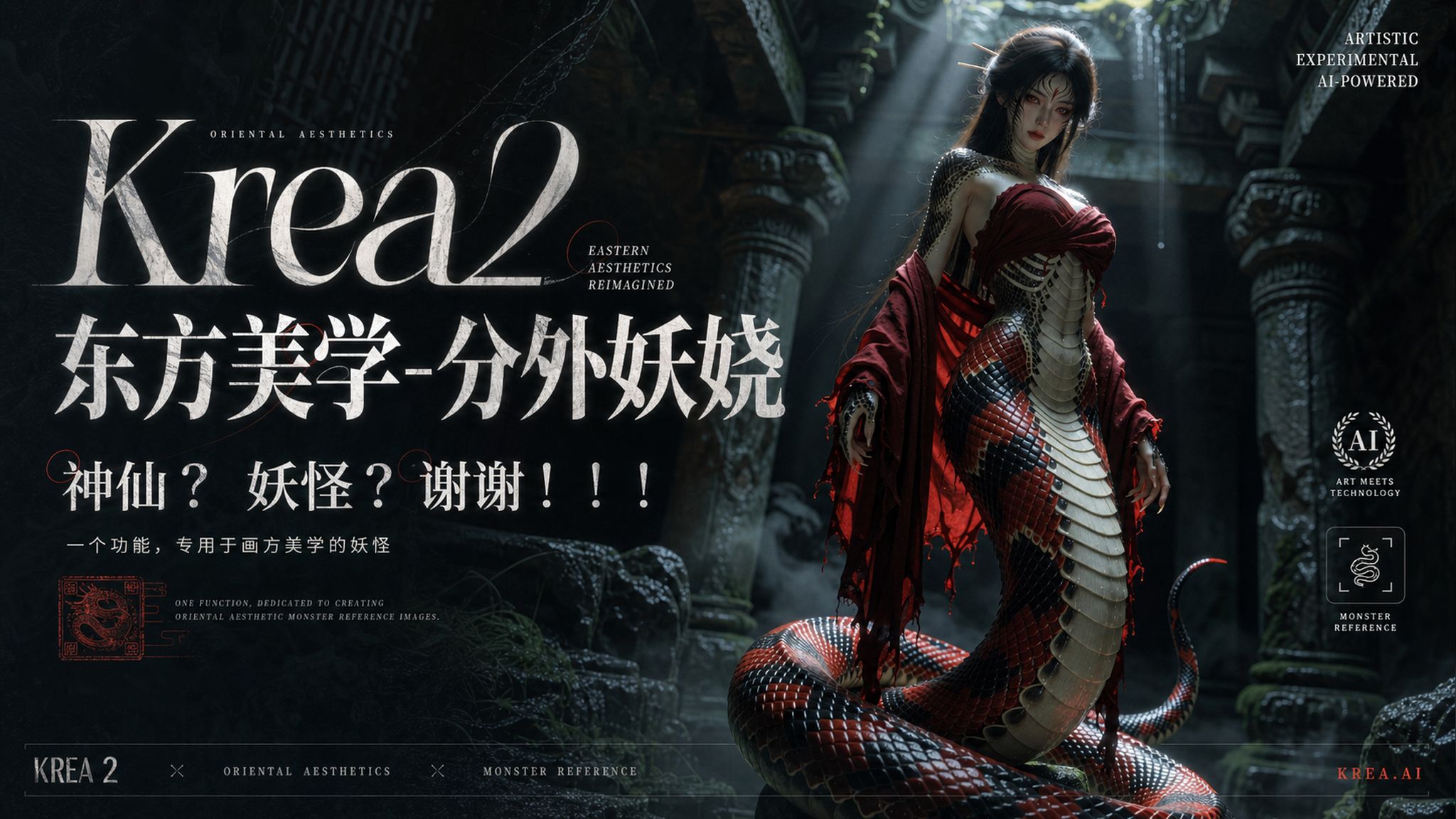Krea2-分外妖娆，东方美学+东方妖怪文化+时尚摄影设计，小白也可轻松上手