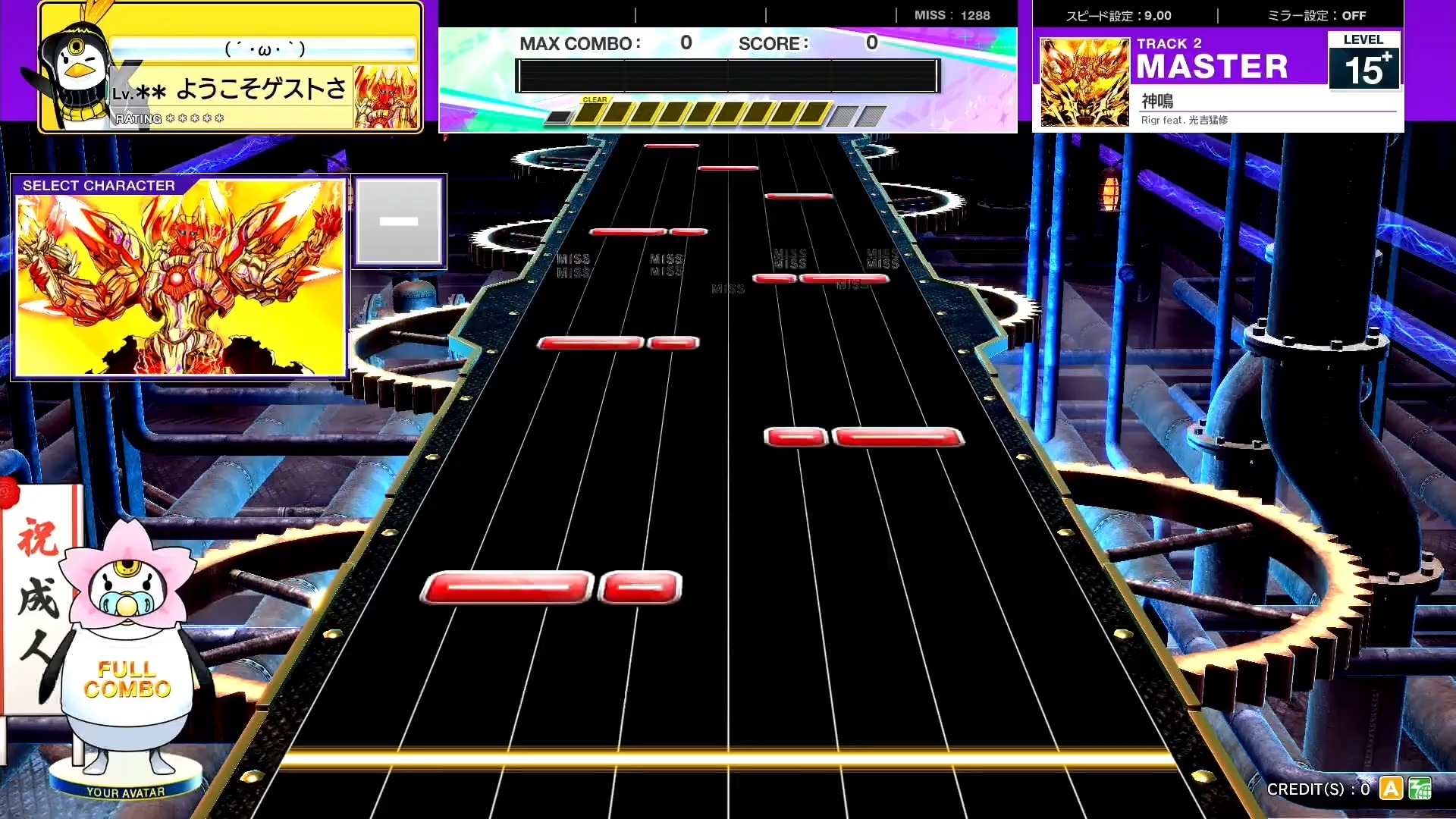 【CHUNITHM/中二节奏】谱面确认 神鳴 [MASTER 15+] (流速9.0)