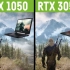 GTX 1050 4G vs RTX 3050Ti 4G（60W） 笔记本显卡对比（1080P分辨率测试）  1080P
