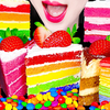 Jane ASMR FLUFFY CAKE PARTY RAINBOW CHOCOLATE PINK EATING