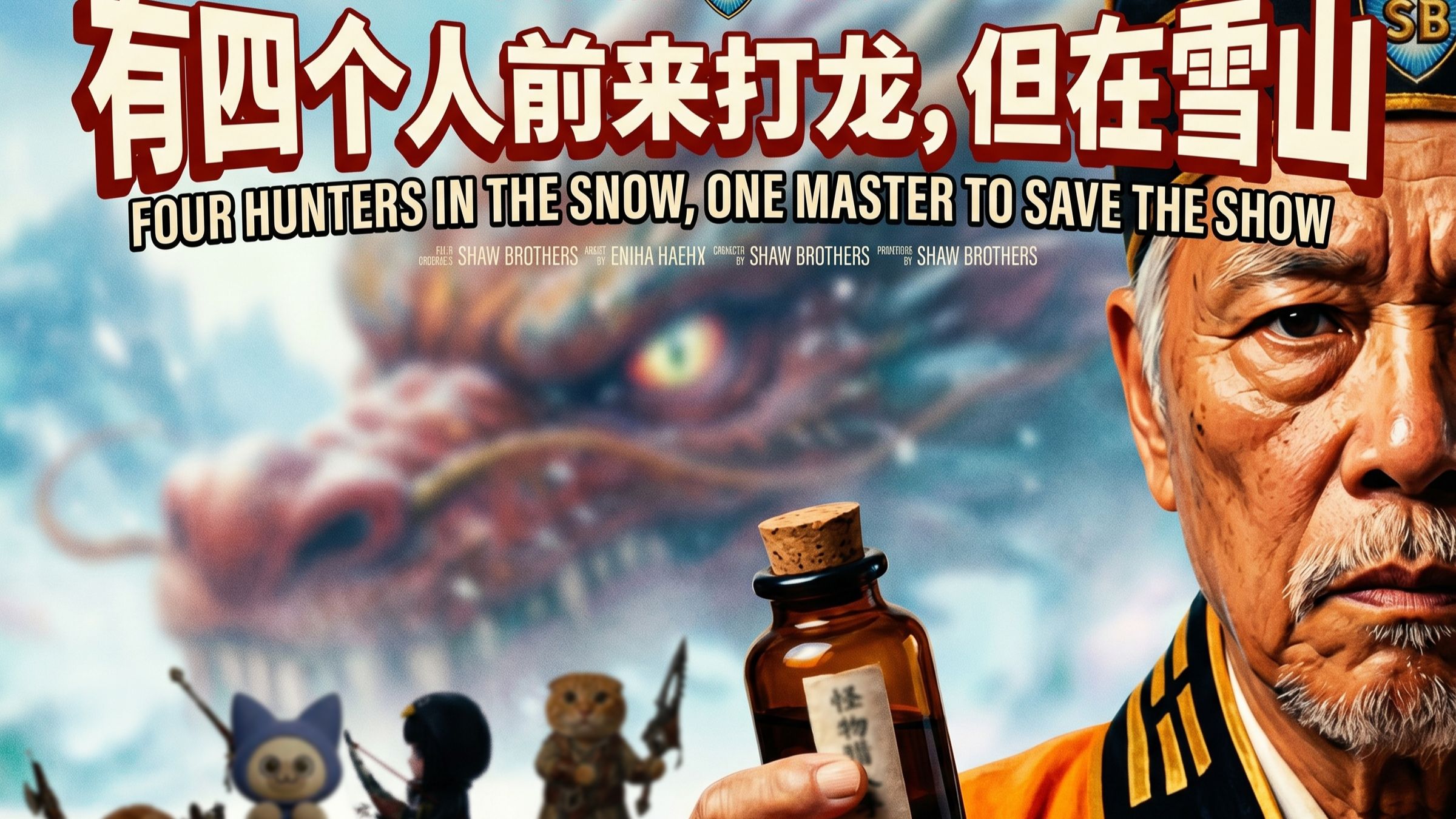 有四个人前来打龙，但在雪山