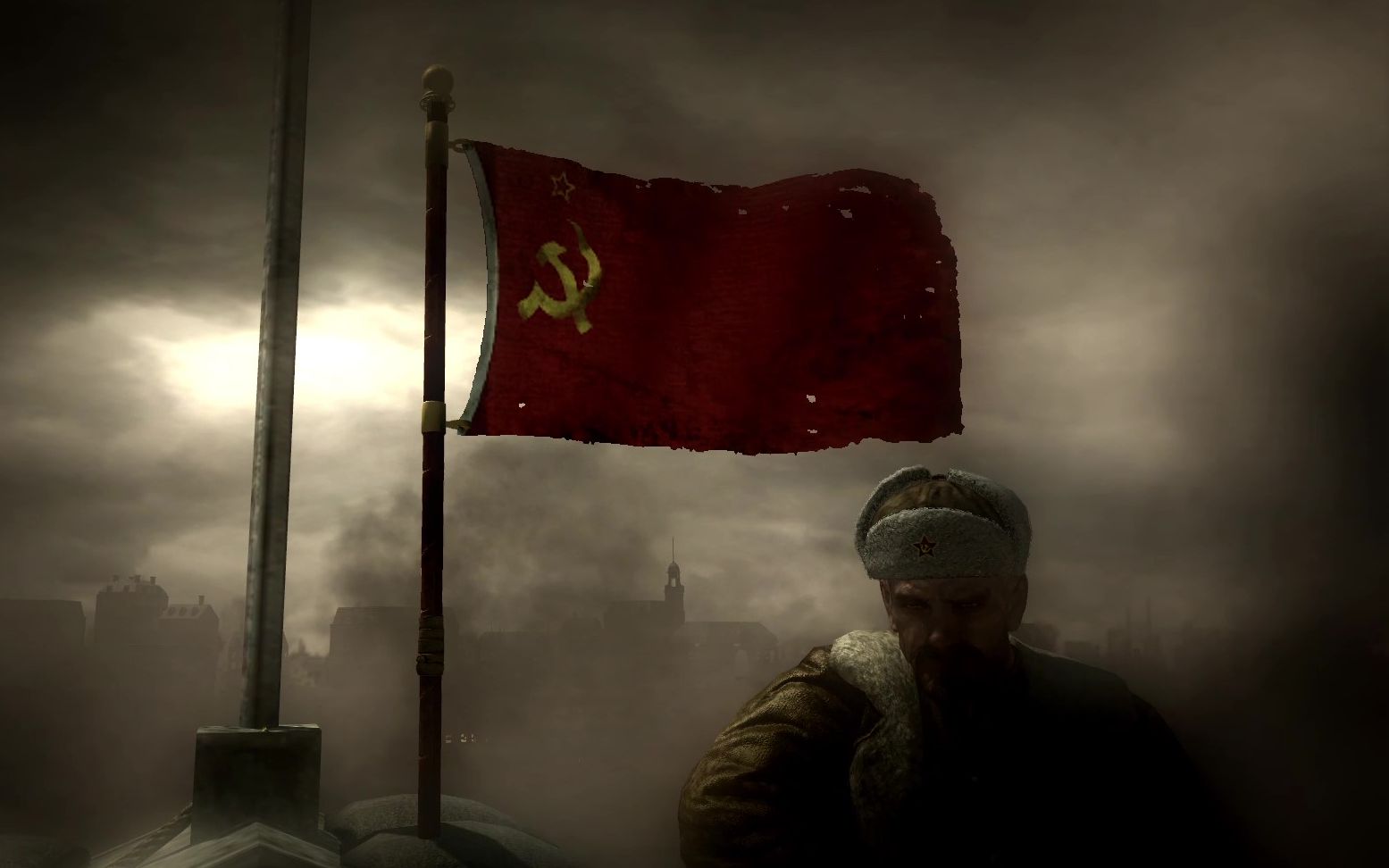 乌拉!苏联国旗插在国会大厦 COD5最后一幕