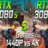 RTX 2080 Super vs RTX 3080  显卡游戏性能测试对比（1440P、2160P分辨率，CPU为i9