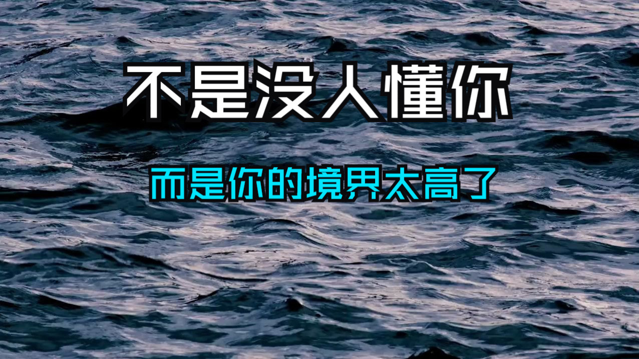 不是没人懂你，而是你的境界太高了！你的境界决定了你的孤独，这孤独正是你灵魂进化的证明。