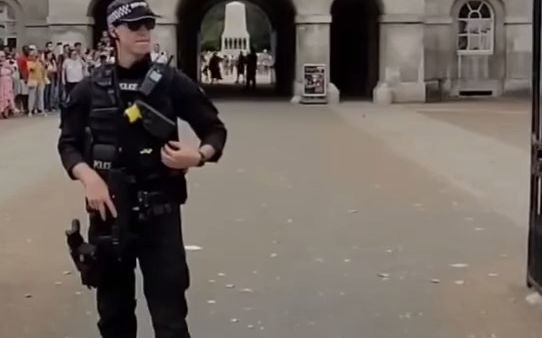 英军卫兵不仅吼游客，也吼挡道的警察