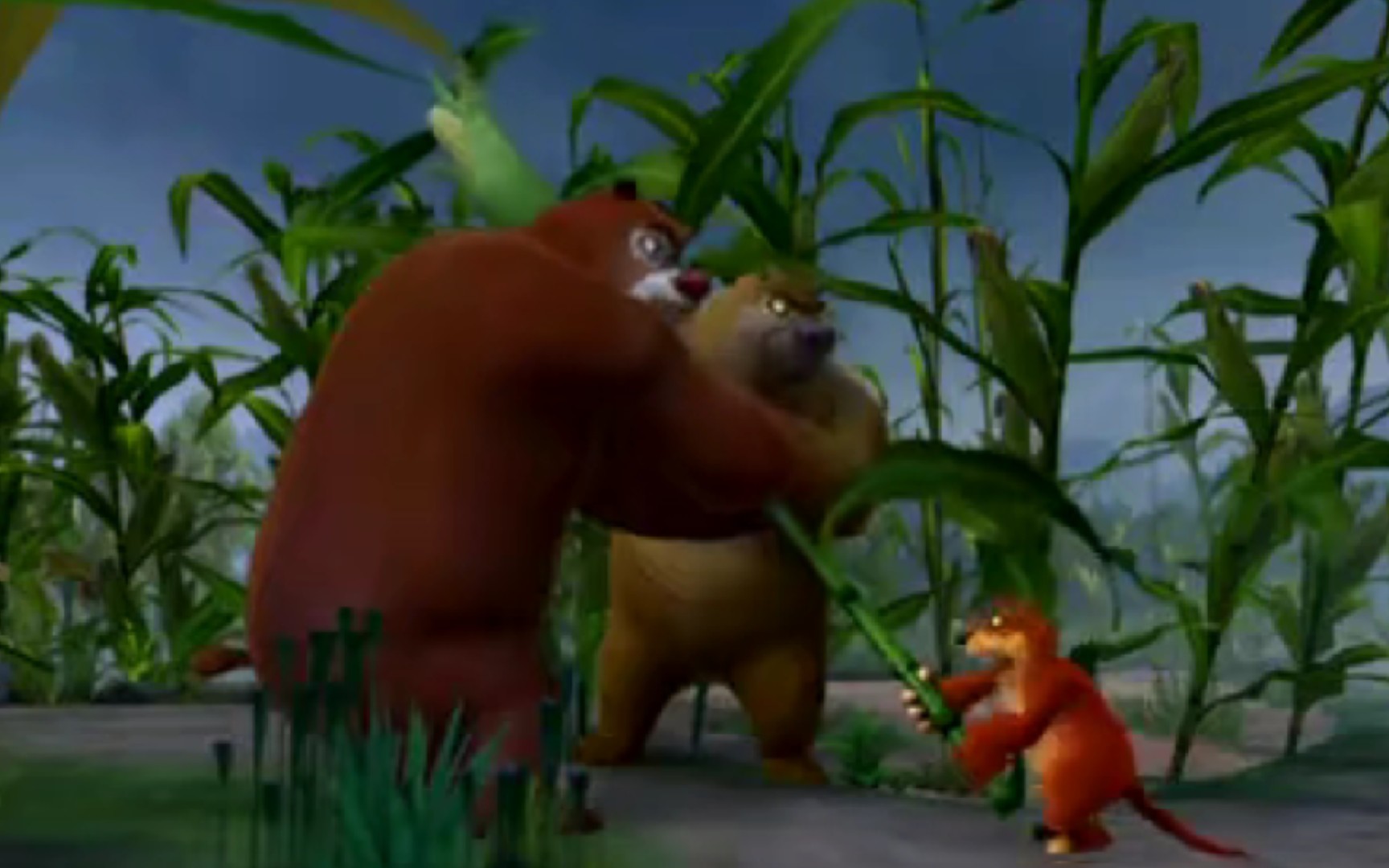 熊大熊二和玉米头为了争夺玉米，展开最后的对决【熊出没之环球大冒险】