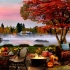 【白噪音】秋日在水汽氤氲的湖边喝下午茶～｜壁炉声｜水流声｜大自然声等