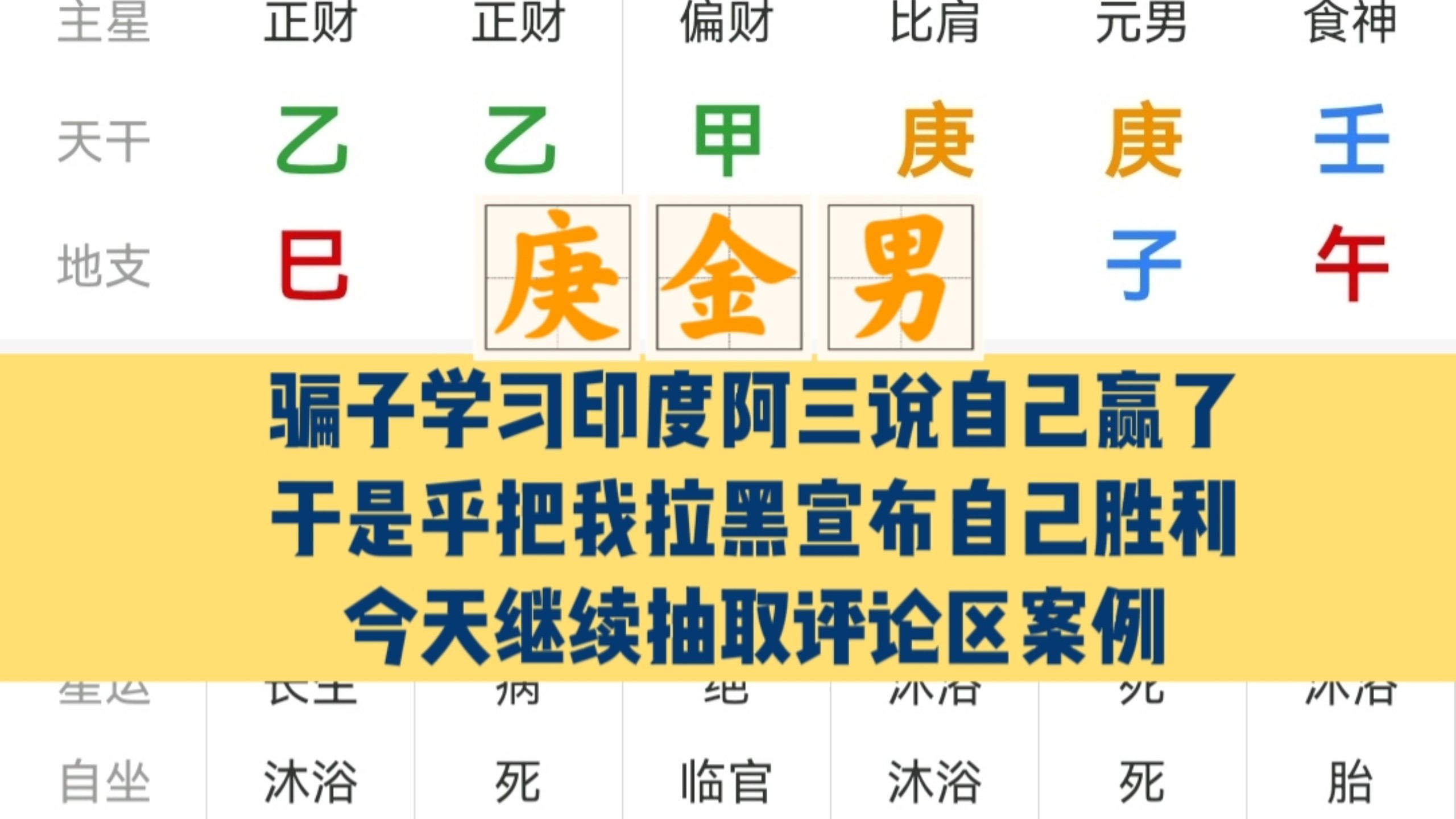 评论区案例抽取讲解-伤官治官庚金日元心脑血管不太好