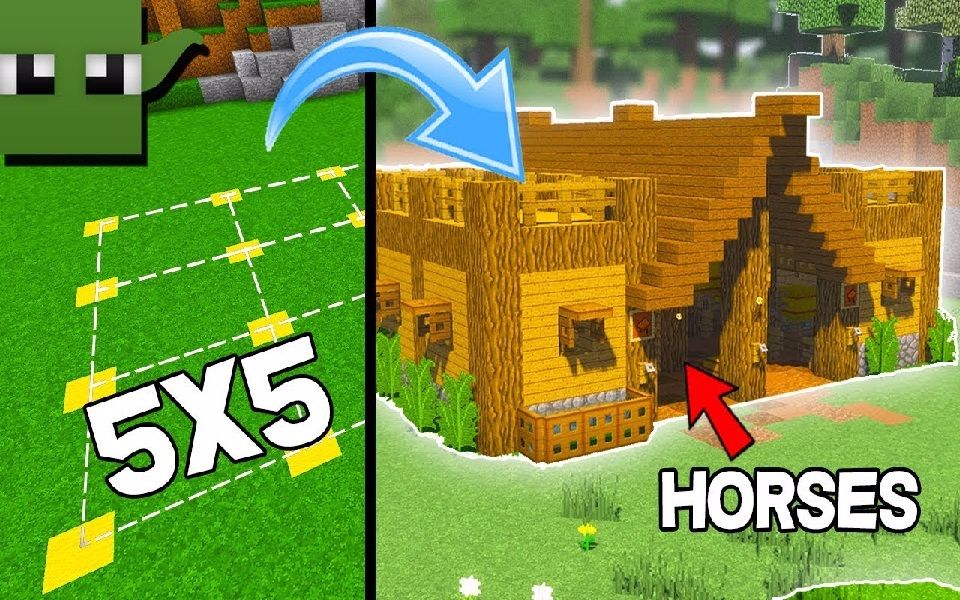Minecraft 教你把村民的5x5房子改造成 马棚 哔哩哔哩 つロ干杯 Bilibili