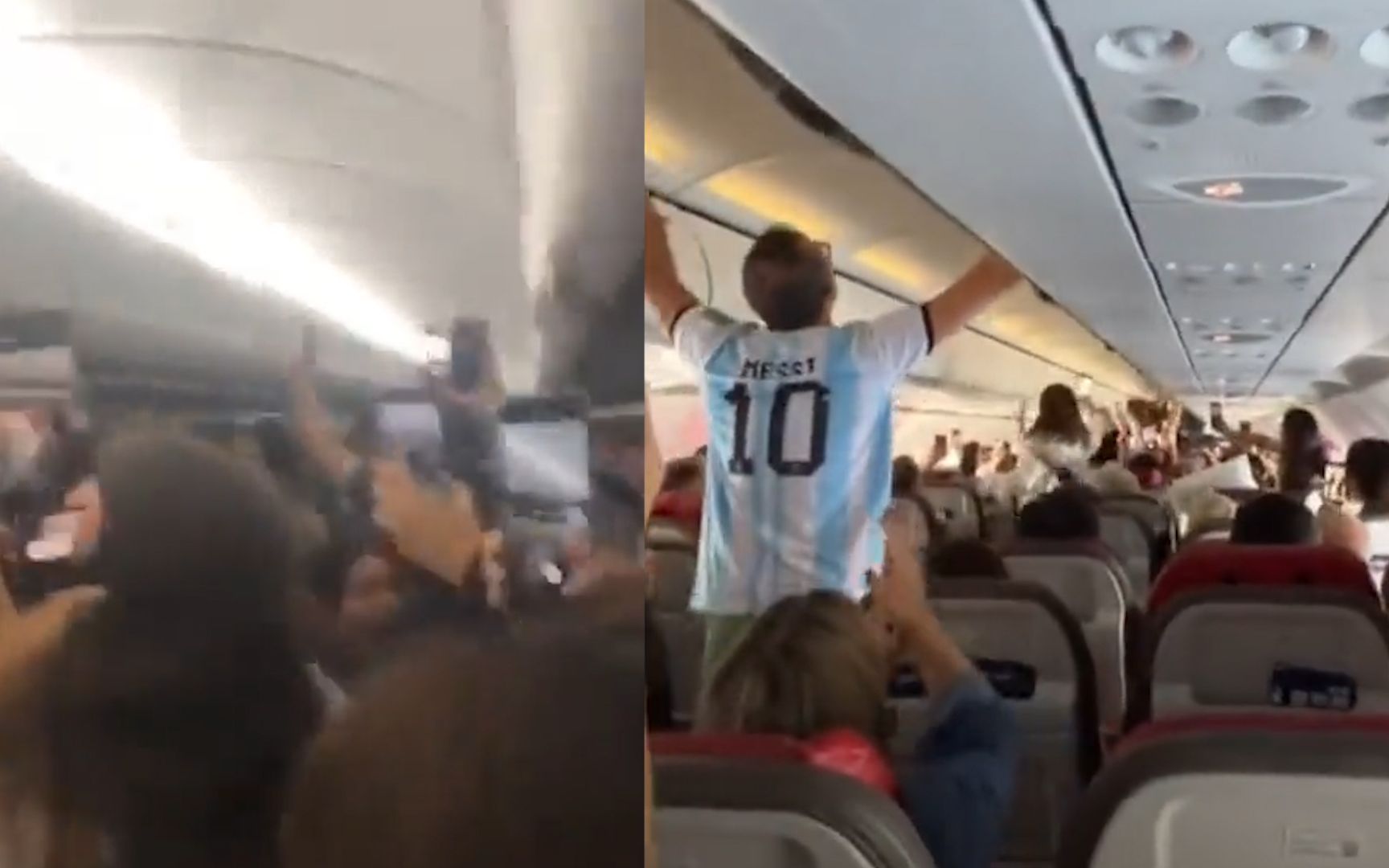 阿根廷球迷3万英尺高空花式庆祝：机长宣布获胜 乘客跺脚欢呼