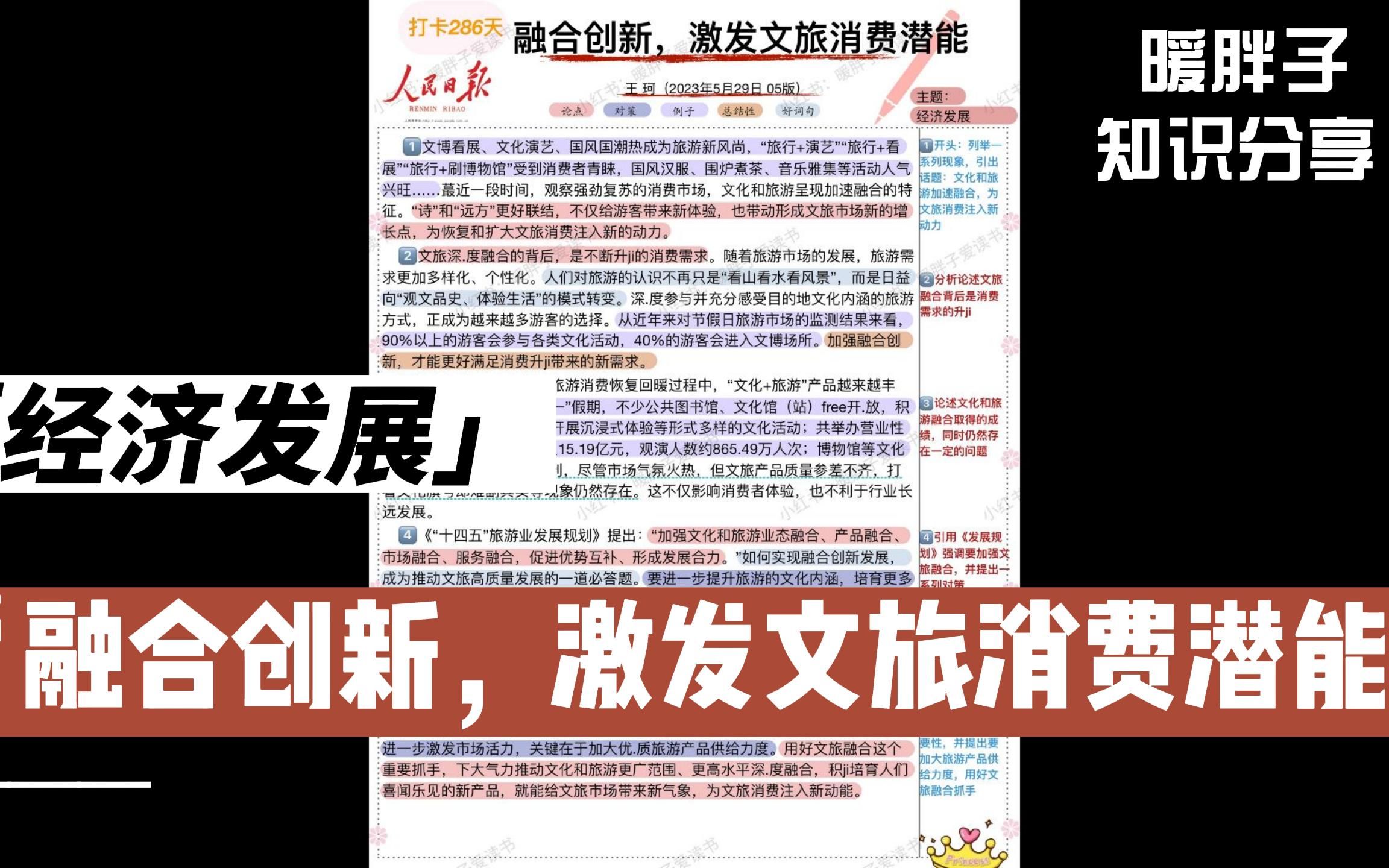 人民日报文章精读分享|融合创新,激发文旅消费潜能(每日一篇文章学习)哔哩哔哩bilibili